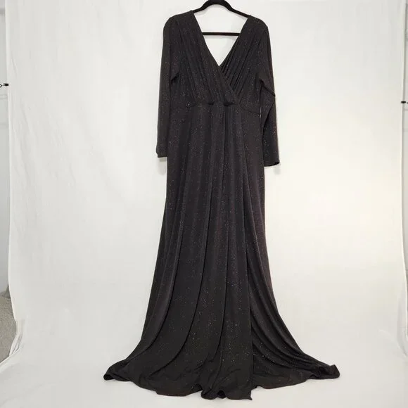 TIFFANY ROSE Maternity Isabella Glitter Black Surplice Dress Size6 USA 14/16. - Picture 3 of 16
